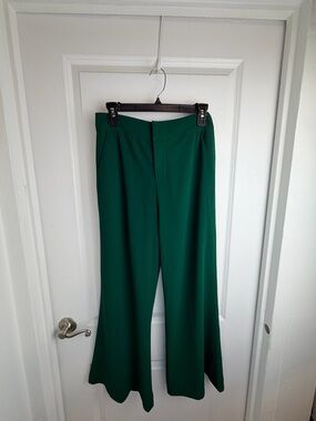 Alice + Olivia Forest Green Wide-Leg Trousers